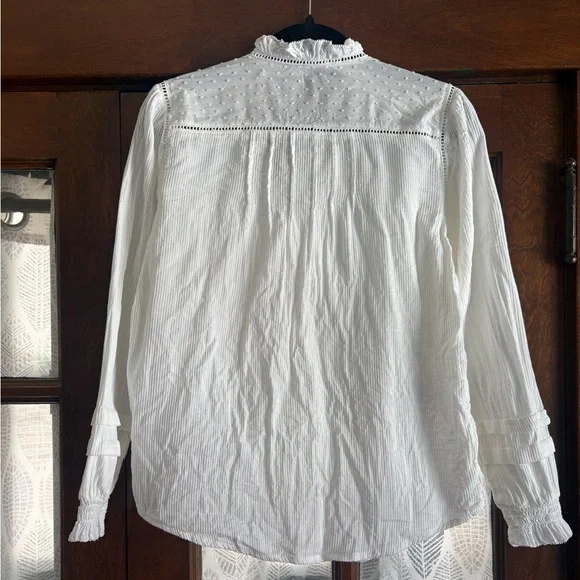 Quince White Organic Textured Cotton Peasant Blouse - Picture 9 of 13